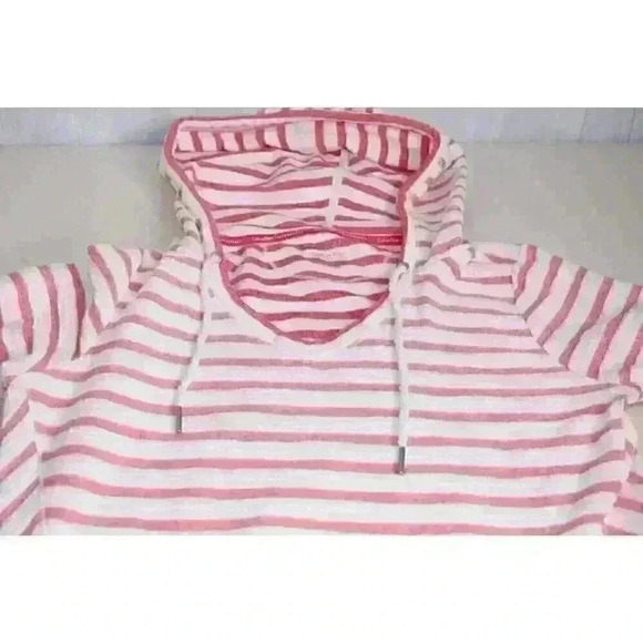Calvin Klein Performance Striped Hoodie Nautical Beach Classy Y2K Women's Size M - Picture 6 of 13